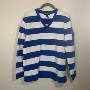 Lauren Ralph Lauren Striped Rugby Polo Preppy Sporty Long Sleeve Shirt - Size M